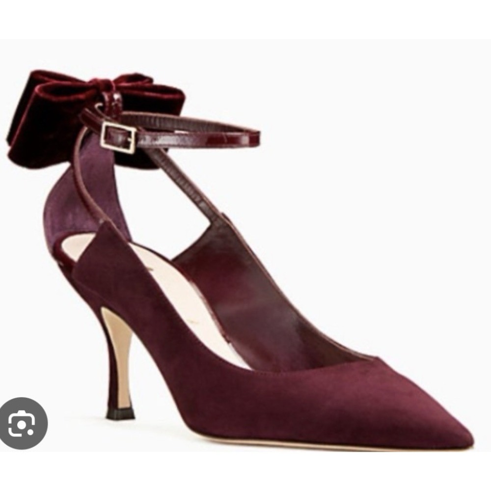 Kate Spade sheena heels Russet Suede Kitten Heels Bow Size 7.5 Slingback